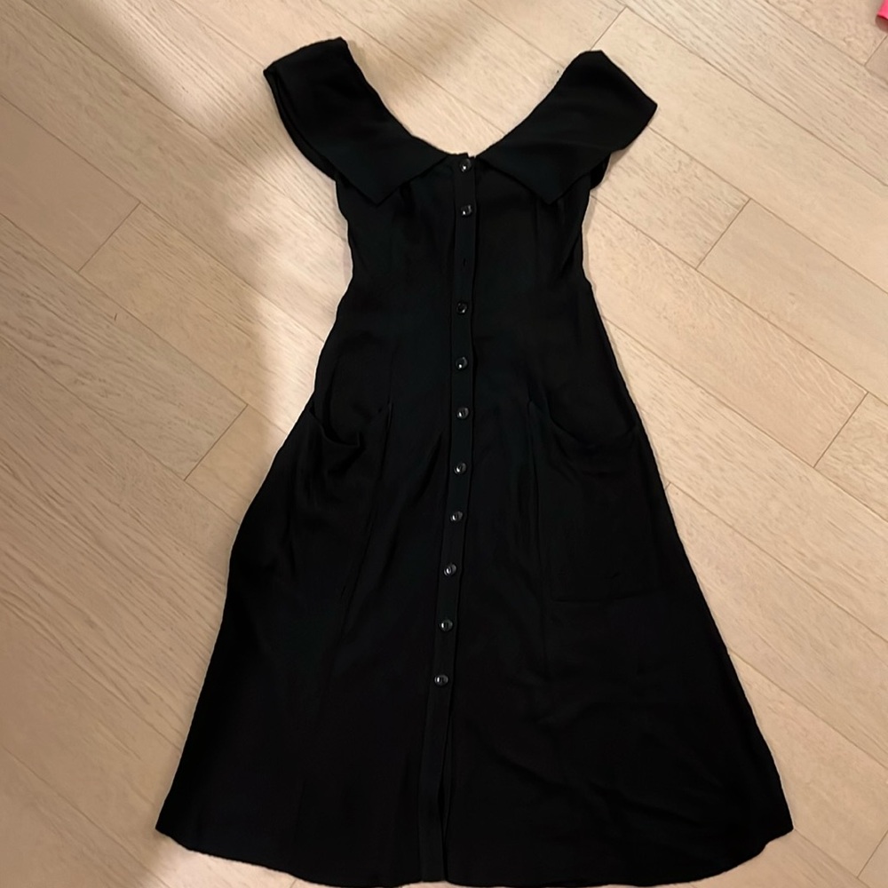 Reformation Black Midi Dress with Button Front
